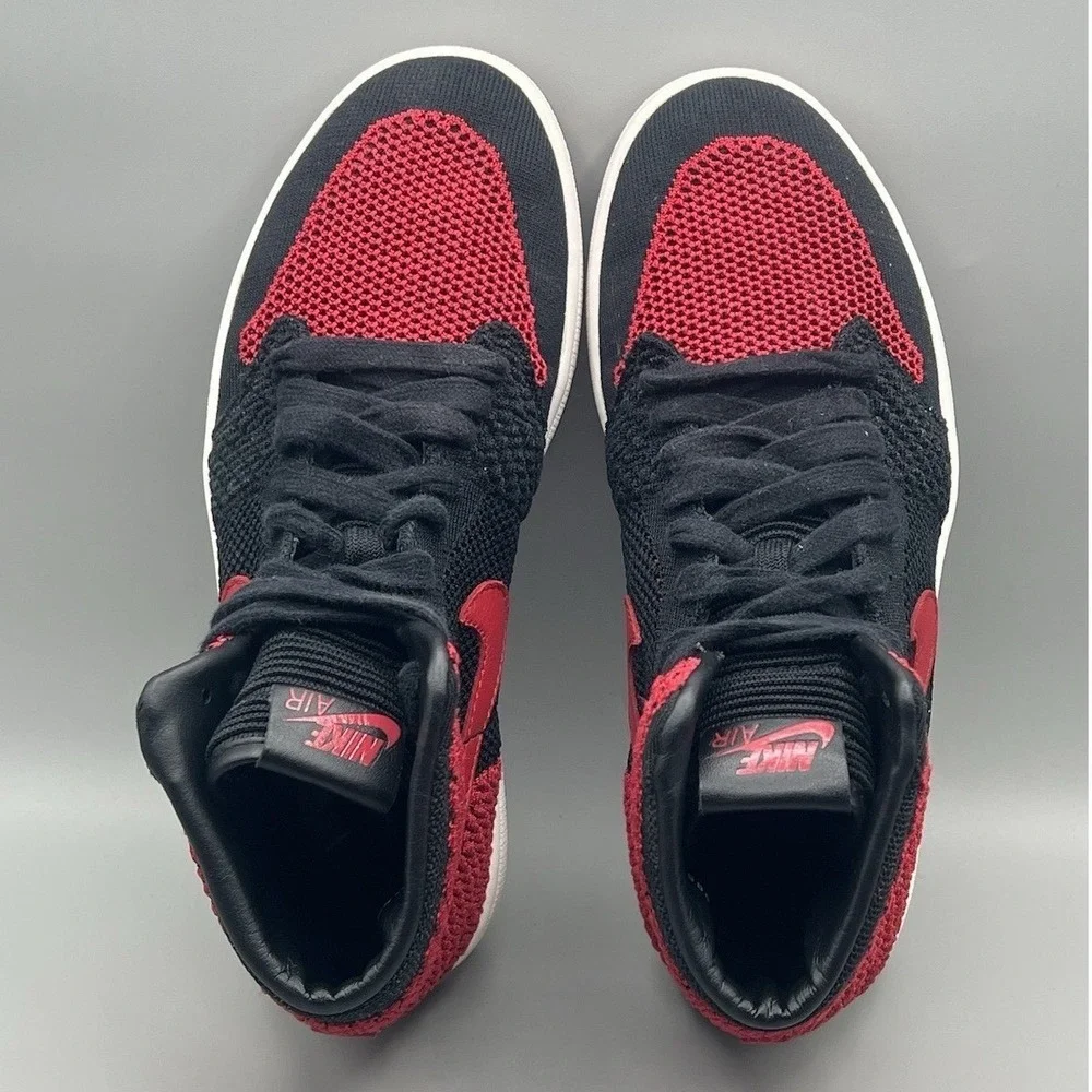 2017 Nike Air Jordan 1 Retro High OG Flyknit Bred Red Black - Men's‎ Size 7 USED
